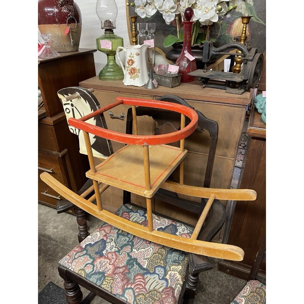 Antique Herlag Child’s Toddler Wooden Rocking Horse Chair Primitive Photo Prop